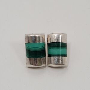 Vintage J Comes Mexico Sterling Silver 970 Teal Earrings